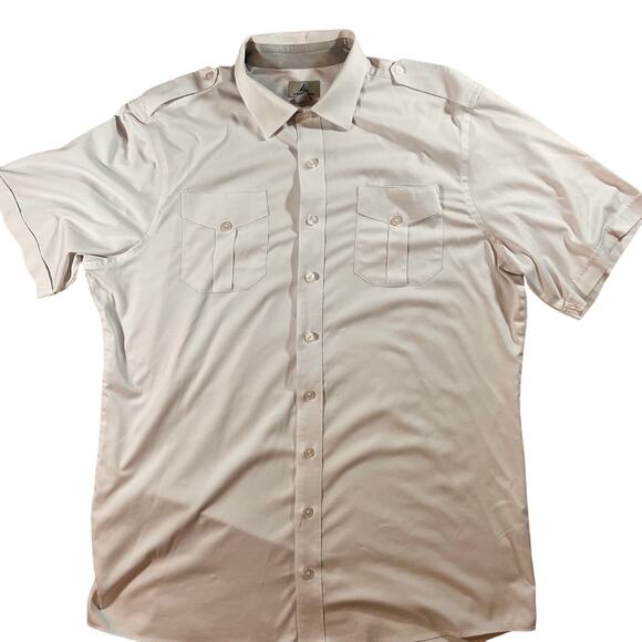 A Cut Above Men's Short Sleeve Pilot Shirt - White - Tapered Fit - Brooks SZ 18 - Picture 1 of 9